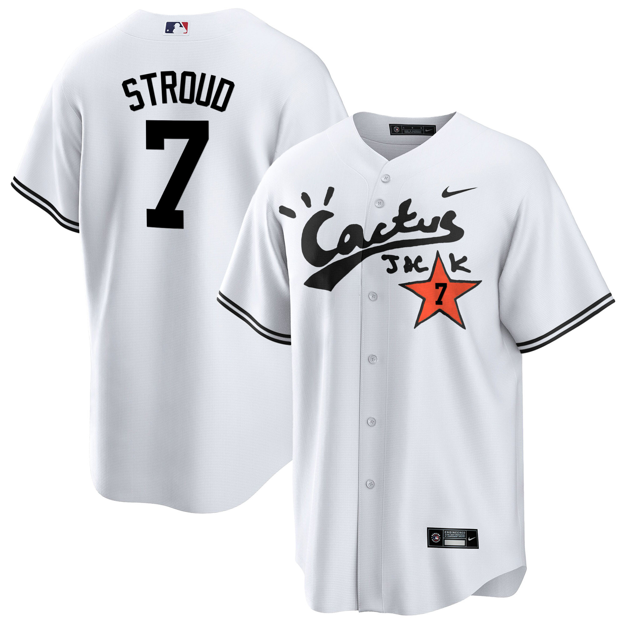 CJ Stroud Men's Houston Astros Cactus Jack Cool Base V2 White Jersey - All Stitched