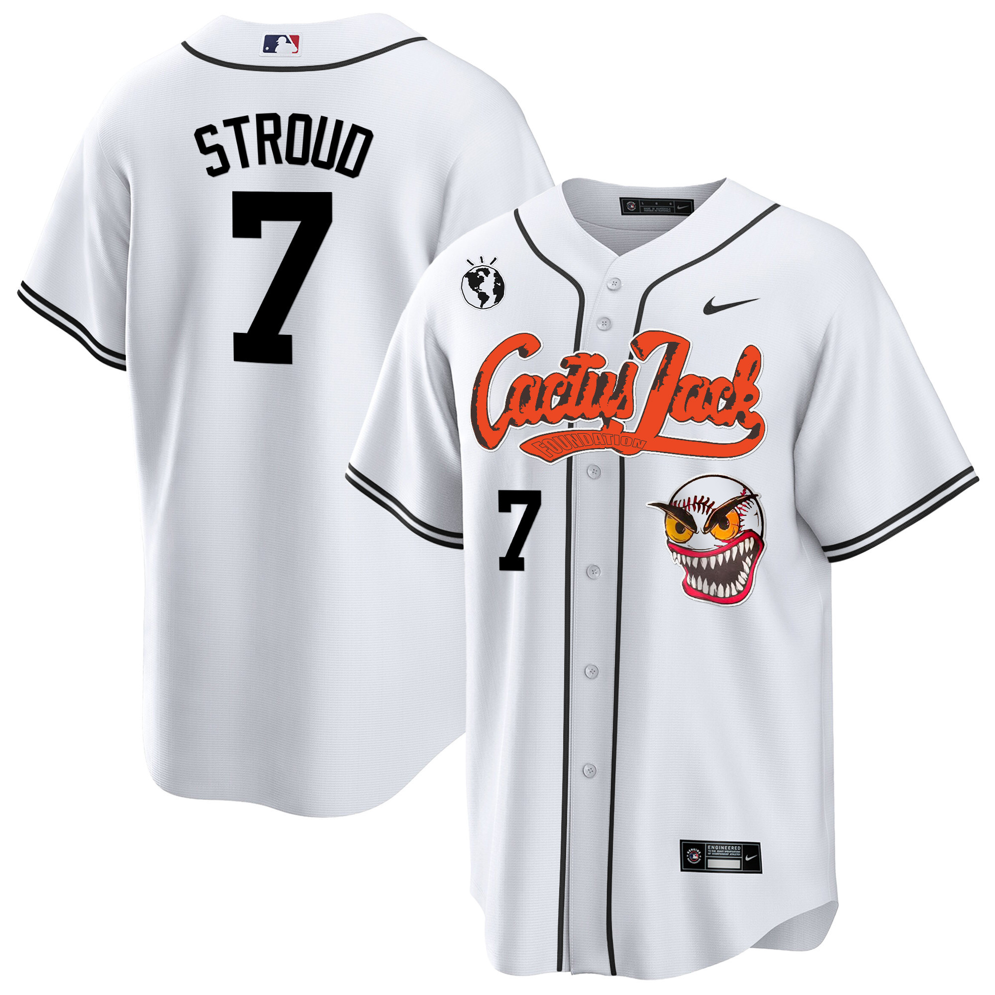 CJ Stroud Men's Houston Astros Cactus Jack Cool Base White Jersey - All Stitched