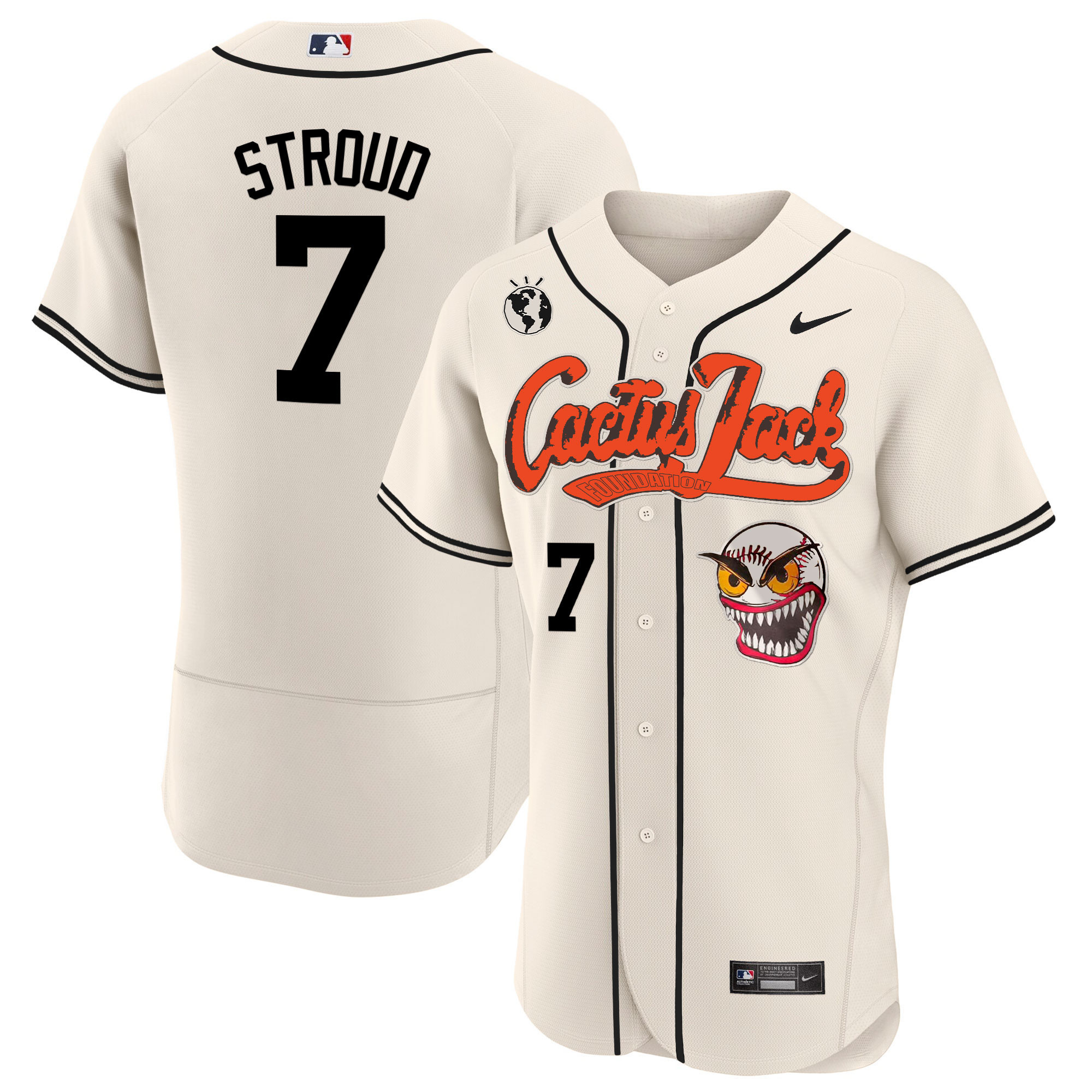 CJ Stroud Men's Houston Astros Cactus Jack Flex Base Cream Jersey - All Stitched