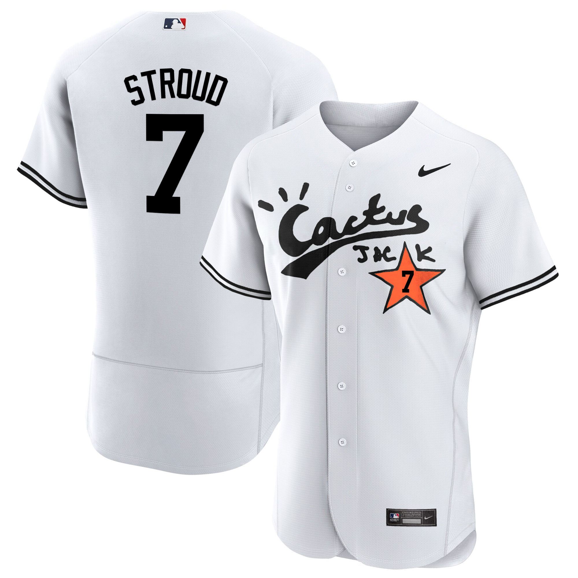 CJ Stroud Men's Houston Astros Cactus Jack Flex Base V2 White Jersey - All Stitched