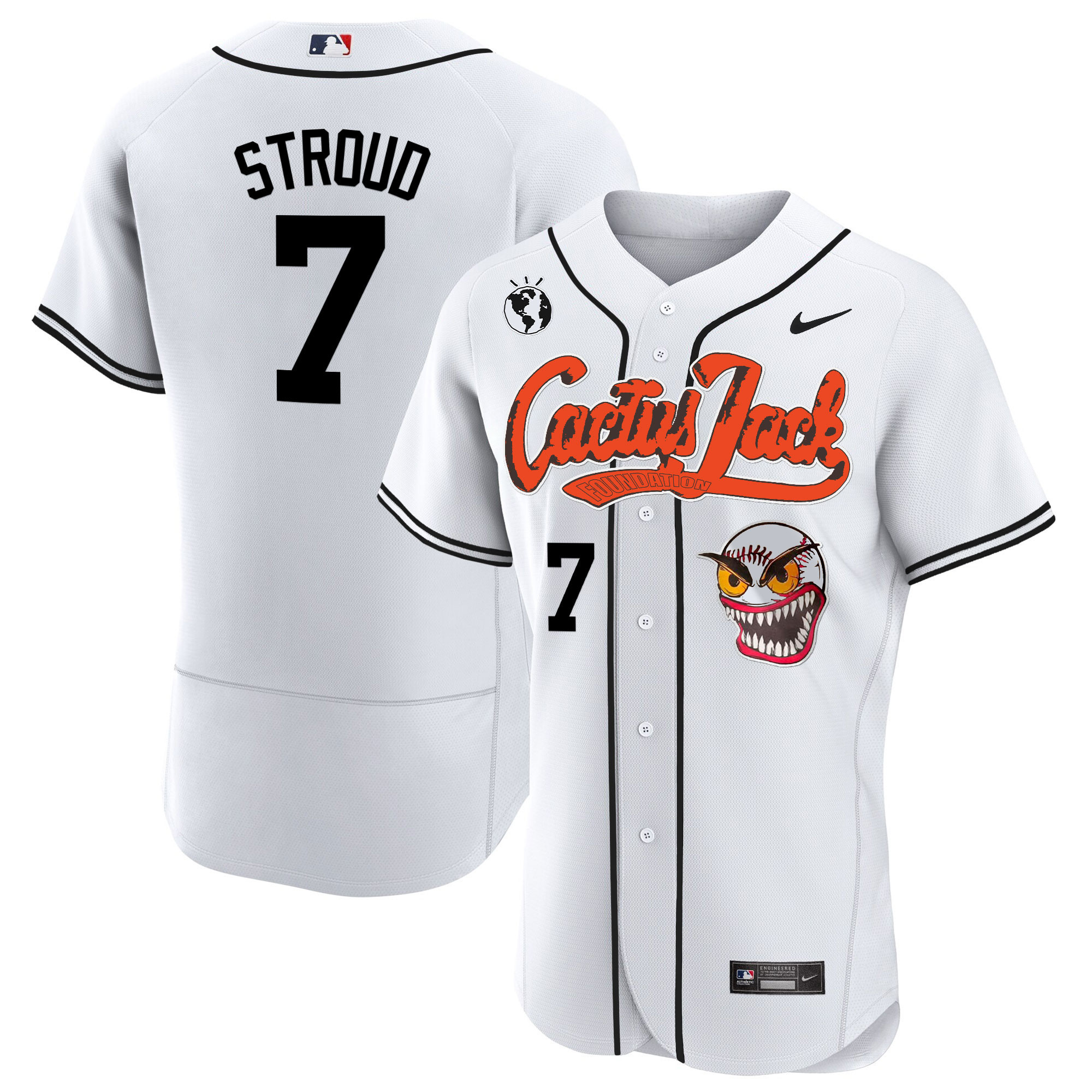 CJ Stroud Men's Houston Astros Cactus Jack Flex Base White Jersey - All Stitched