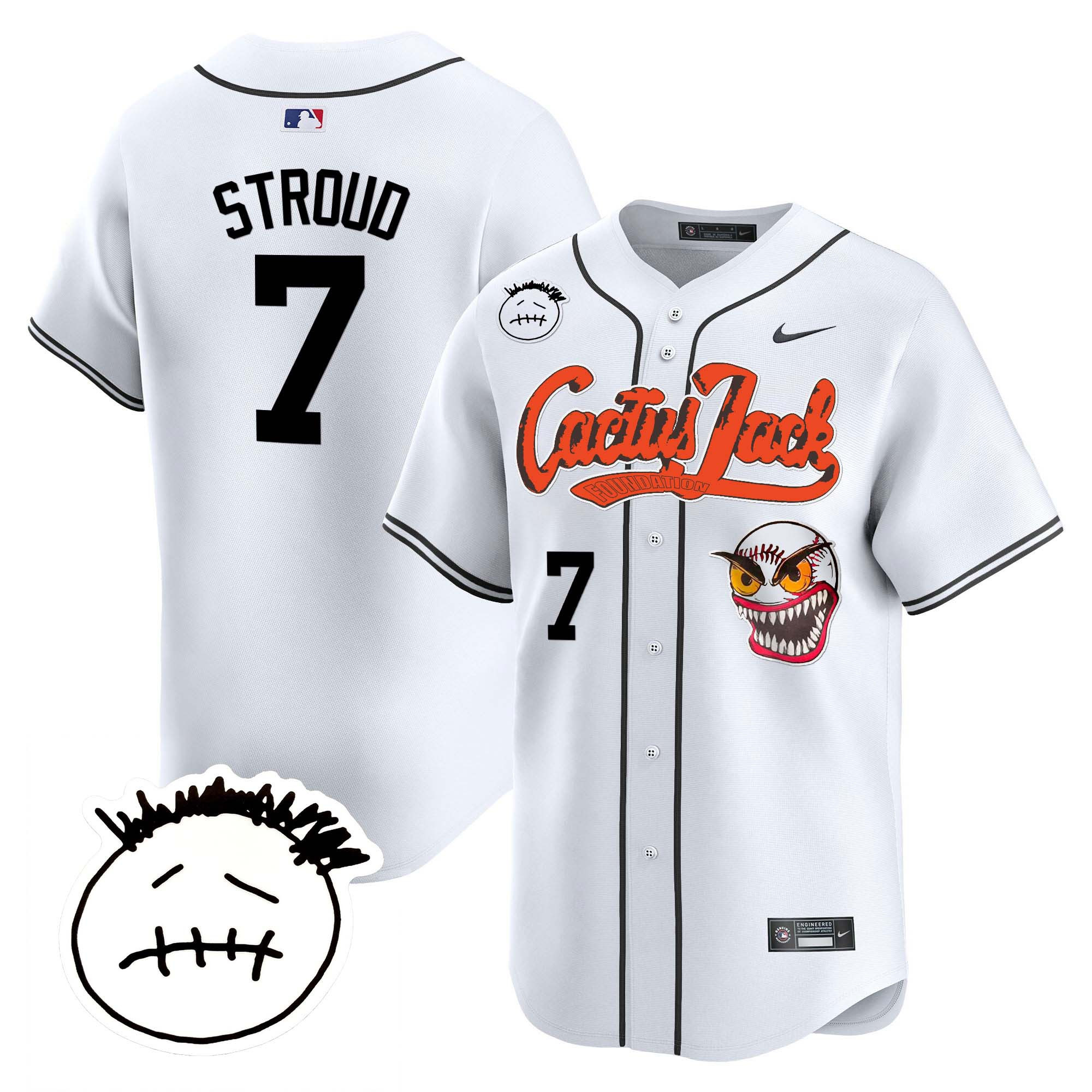 CJ Stroud Men's Houston Astros Cactus Jack Patch Vapor Premier Limited V3 White Jersey - All Stitched