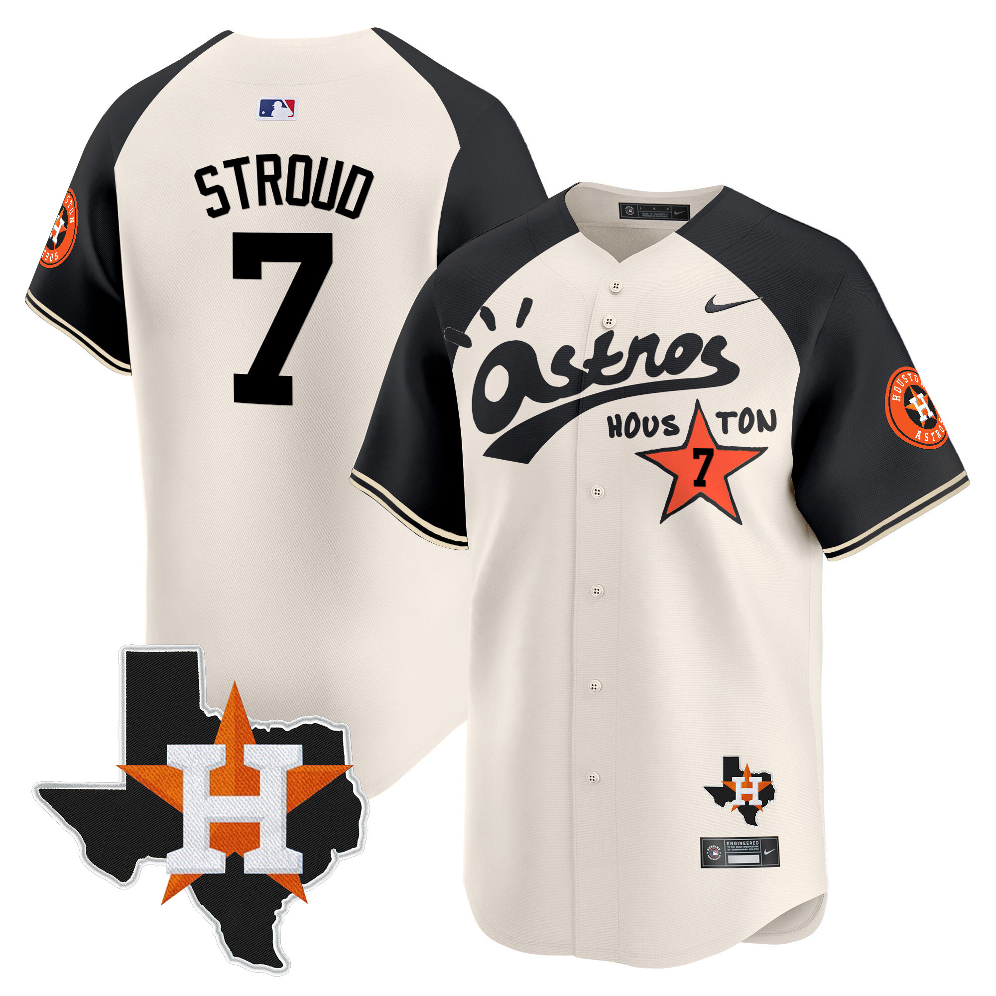CJ Stroud Men's Houston Astros Cactus Jack Style Vapor Premier Limited Cream Alternate Jersey - All Stitched