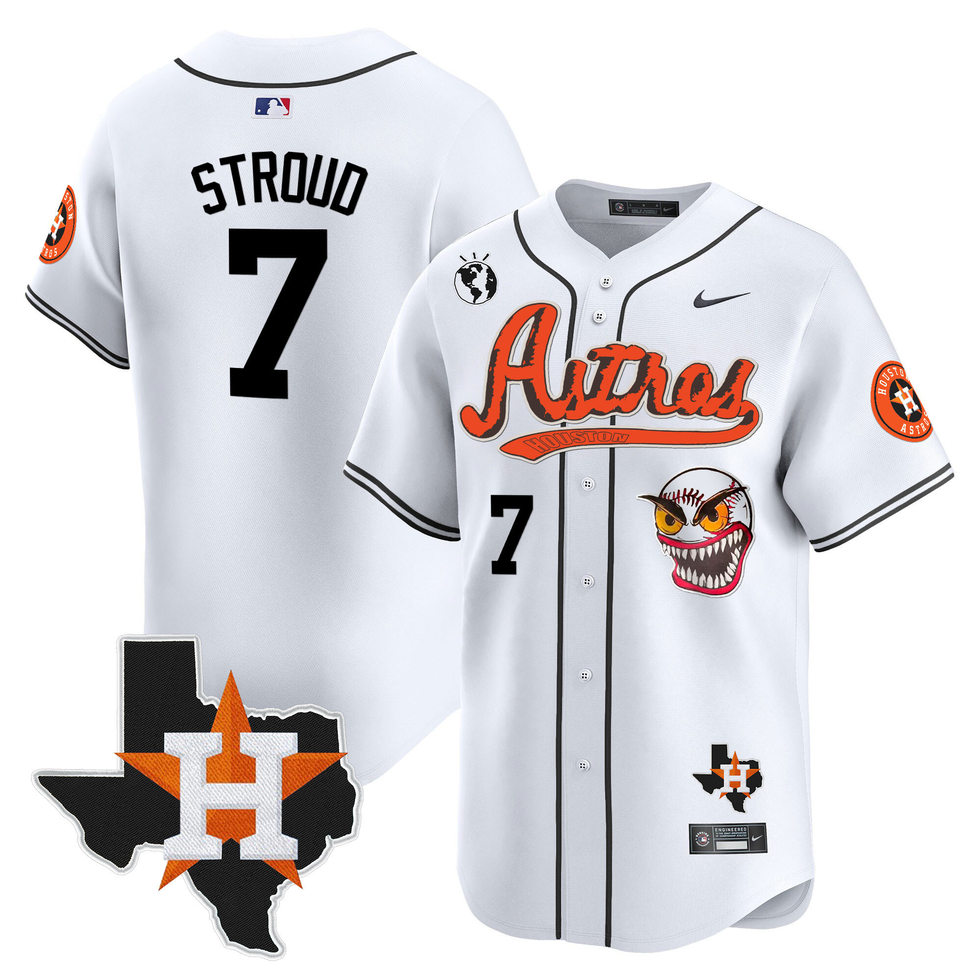 CJ Stroud Men's Houston Astros Cactus Jack Style Vapor Premier Limited V2 White Jersey - All Stitched