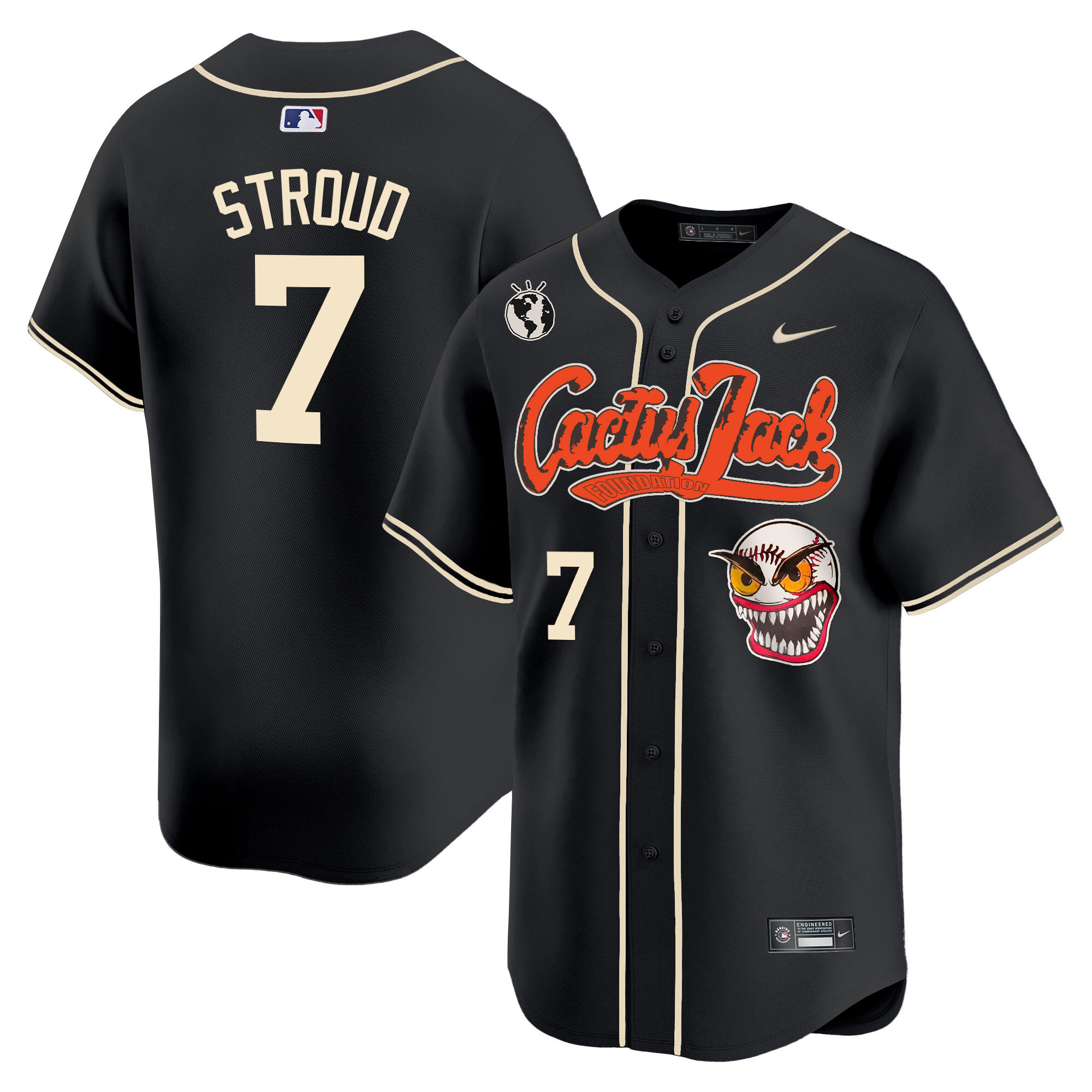 CJ Stroud Men's Houston Astros Cactus Jack Vapor Premier Limited Black Jersey - All Stitched