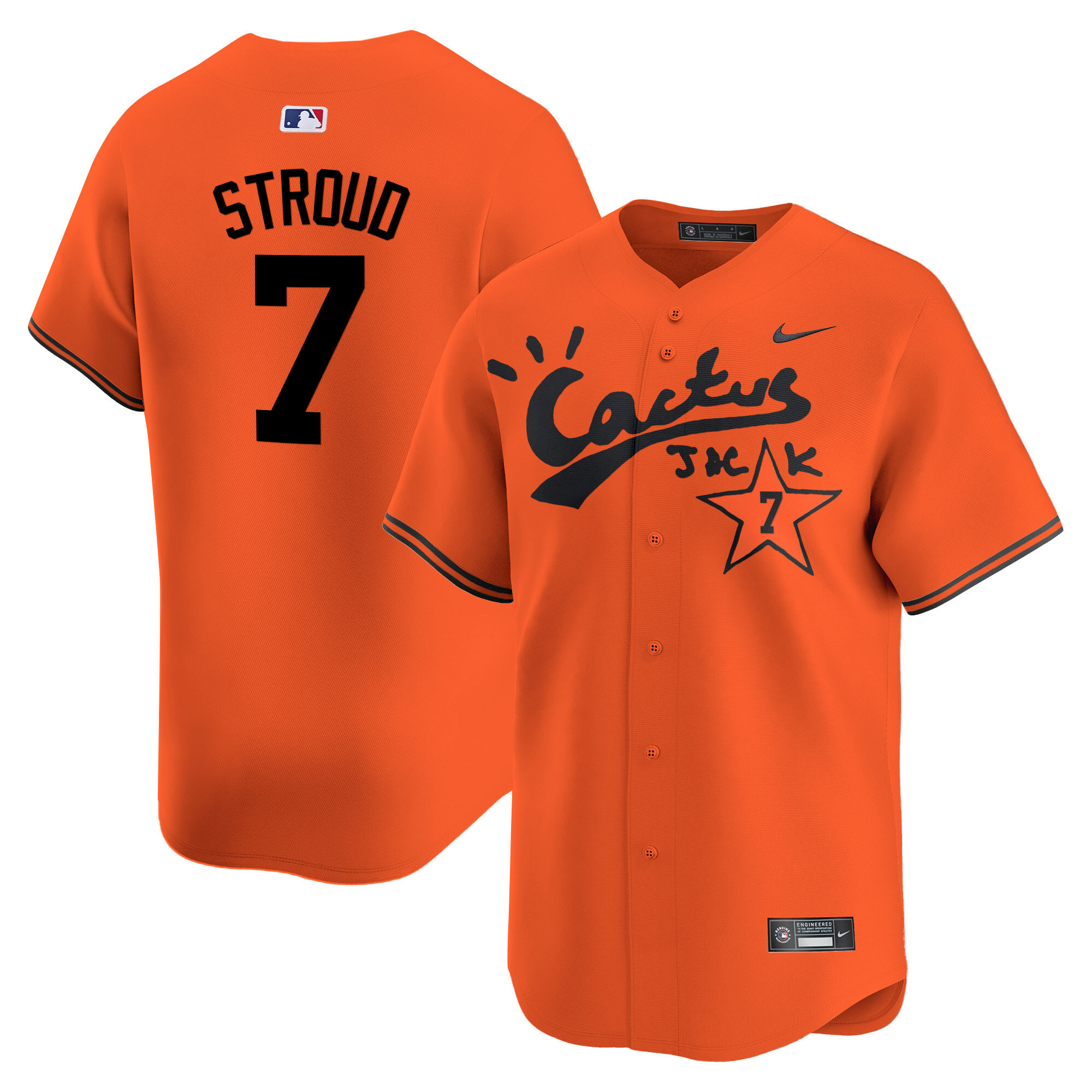 CJ Stroud Men's Houston Astros Cactus Jack Vapor Premier Limited V2 Orange Jersey - All Stitched