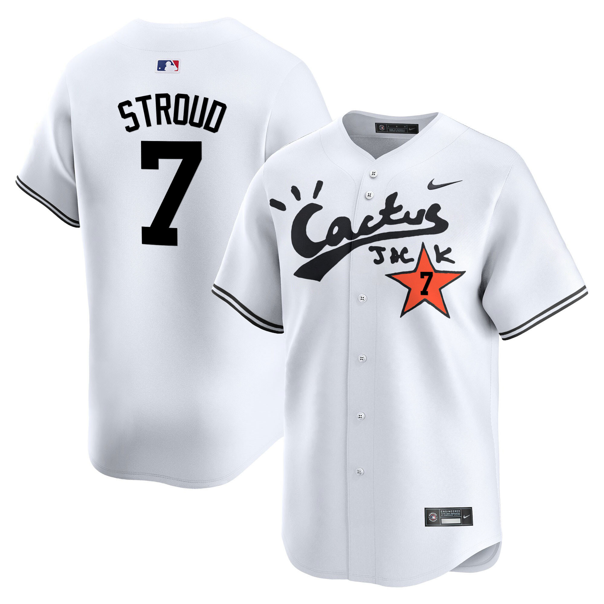 CJ Stroud Men's Houston Astros Cactus Jack Vapor Premier Limited V2 White Jersey - All Stitched