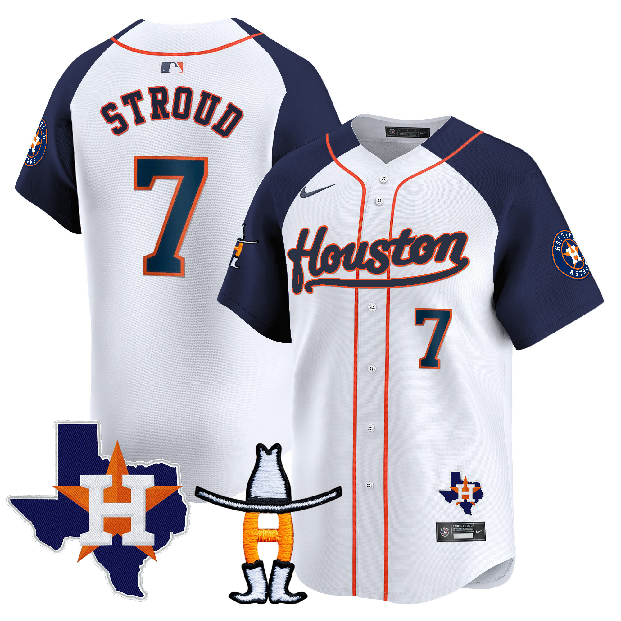 CJ Stroud Men's Houston Astros Houston Rodeo Patch Vapor Premier Limited Alternate Jersey - All Stitched