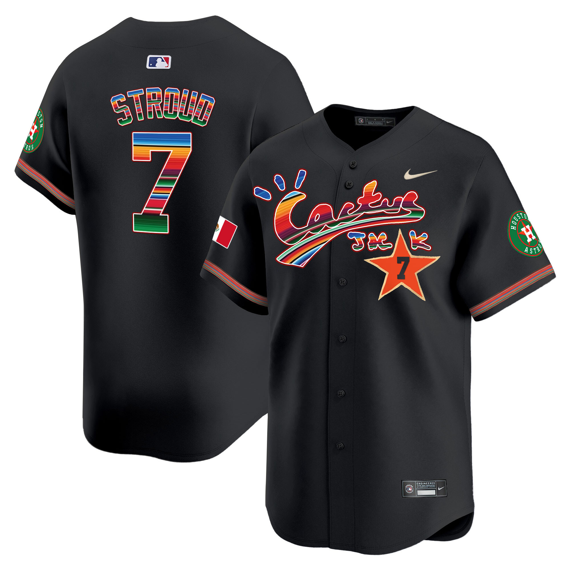 CJ Stroud Men's Houston Astros Mexico Cactus Jack Vapor Premier Limited Black Jersey - All Stitched