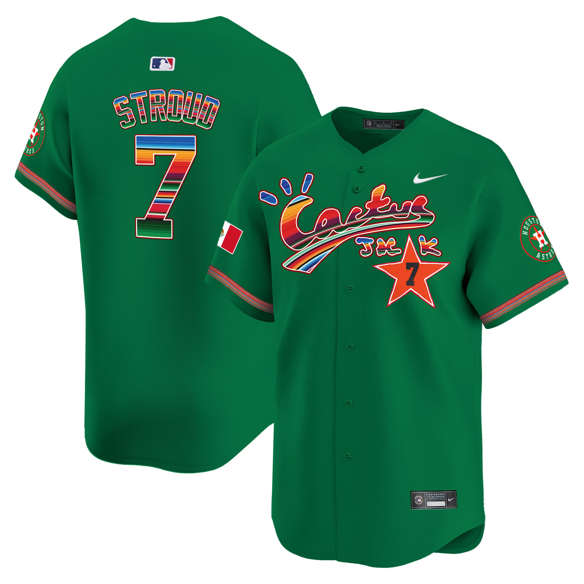 CJ Stroud Men's Houston Astros Mexico Cactus Jack Vapor Premier Limited Green Jersey - All Stitched