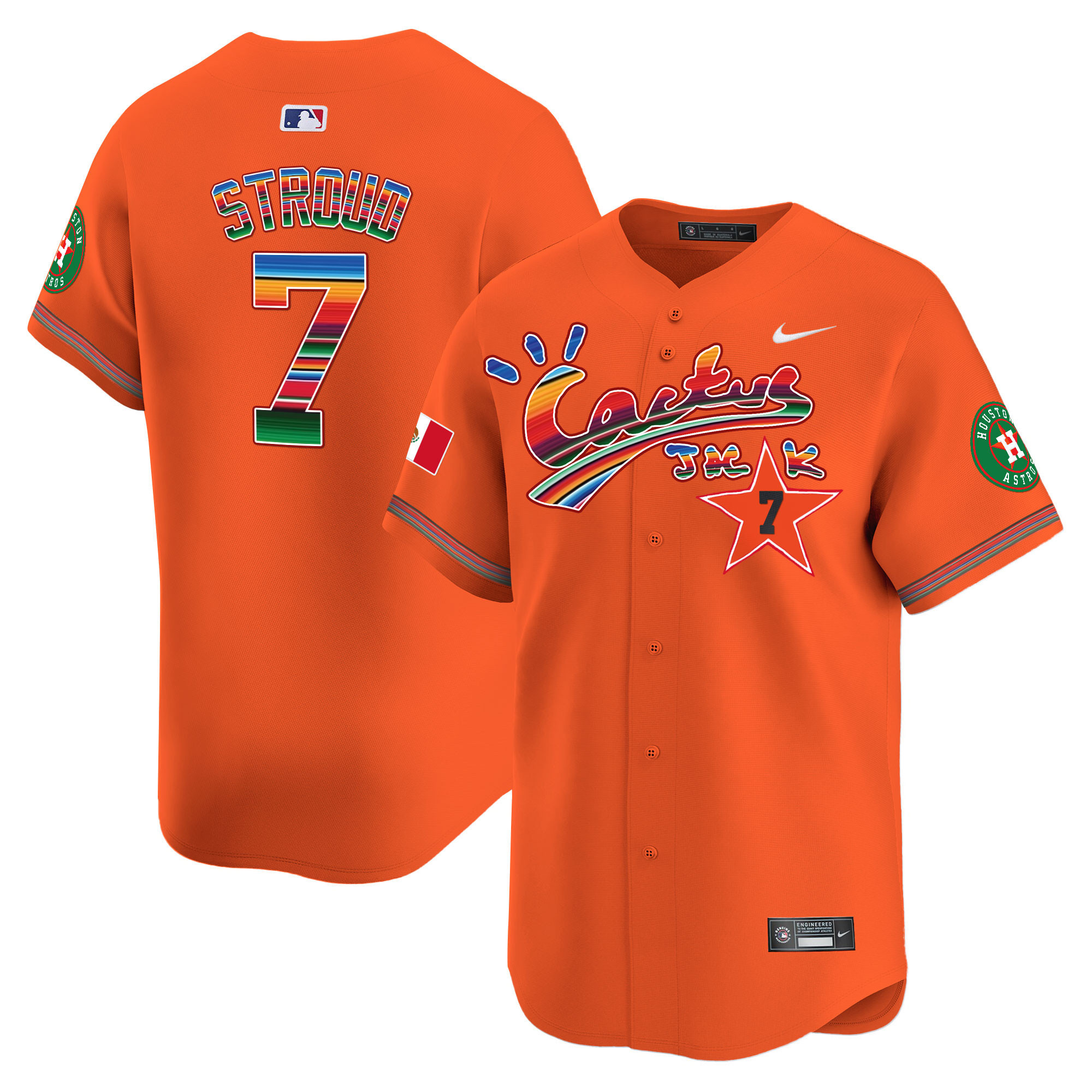 CJ Stroud Men's Houston Astros Mexico Cactus Jack Vapor Premier Limited Orange Jersey - All Stitched