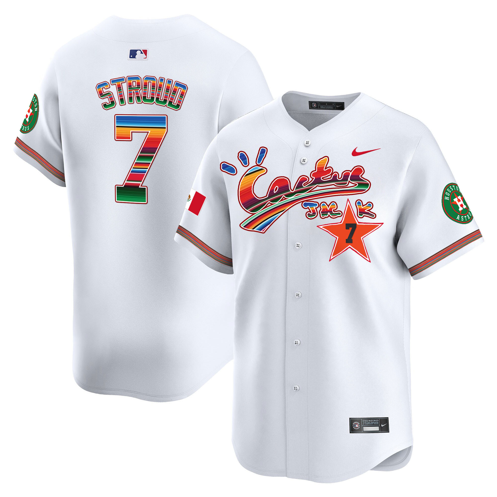 CJ Stroud Men's Houston Astros Mexico Cactus Jack Vapor Premier Limited White Jersey - All Stitched