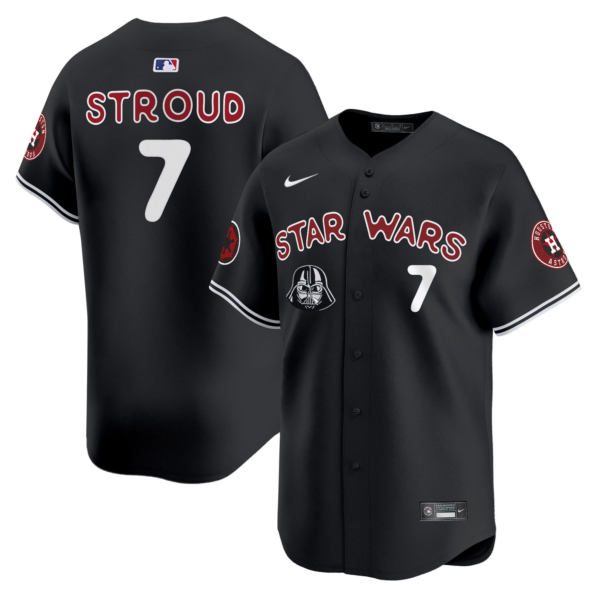 CJ Stroud Men's Houston Astros SW Vapor Premier Limited Black Jersey - All Stitched