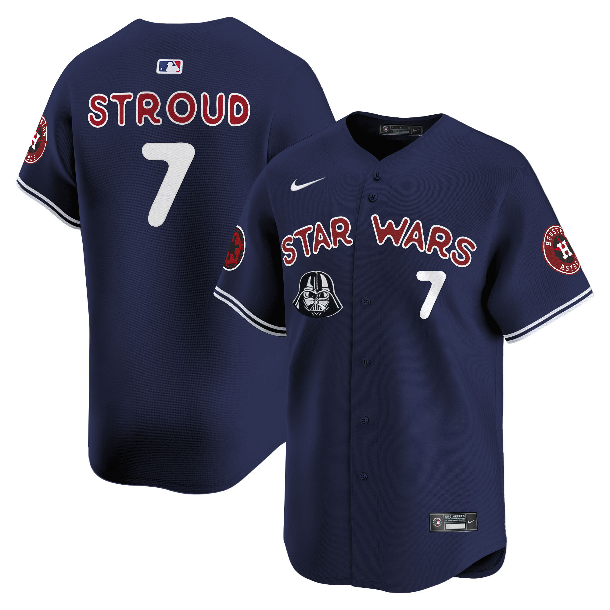 CJ Stroud Men's Houston Astros SW Vapor Premier Limited Navy Jersey - All Stitched