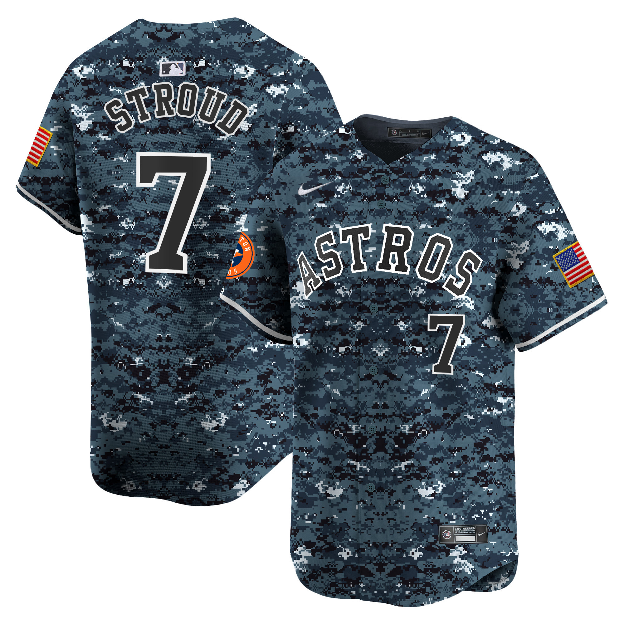 CJ Stroud Men's Houston Astros USMC Alternate Vapor Premier Limited Navy Jersey - All Stitched