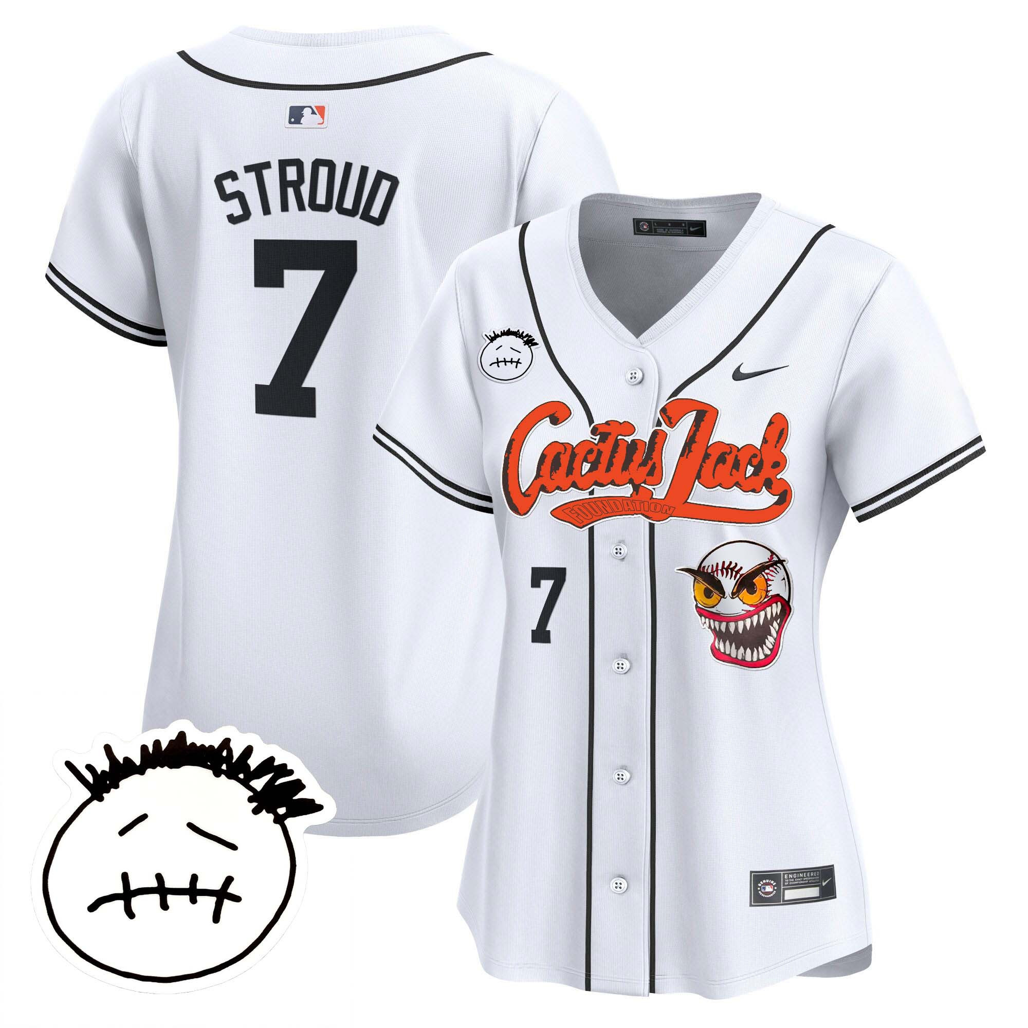 CJ Stroud Women's Houston Astros Cactus Jack Patch Vapor Premier Limited V3 White Jersey - All Stitched