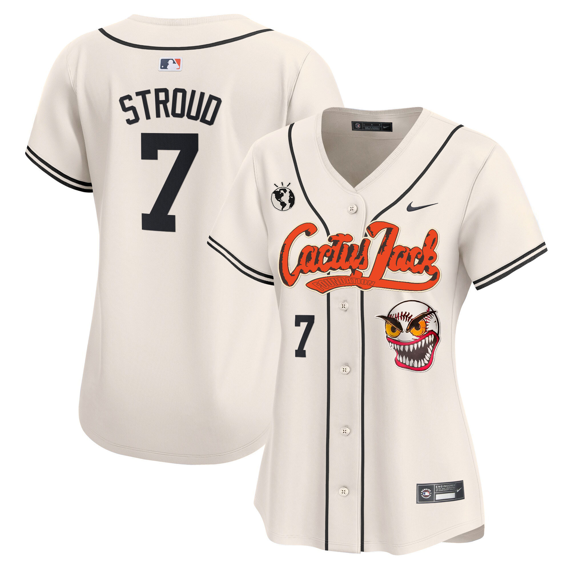 CJ Stroud Women's Houston Astros Cactus Jack Vapor Premier Limited Cream Jersey - All Stitched