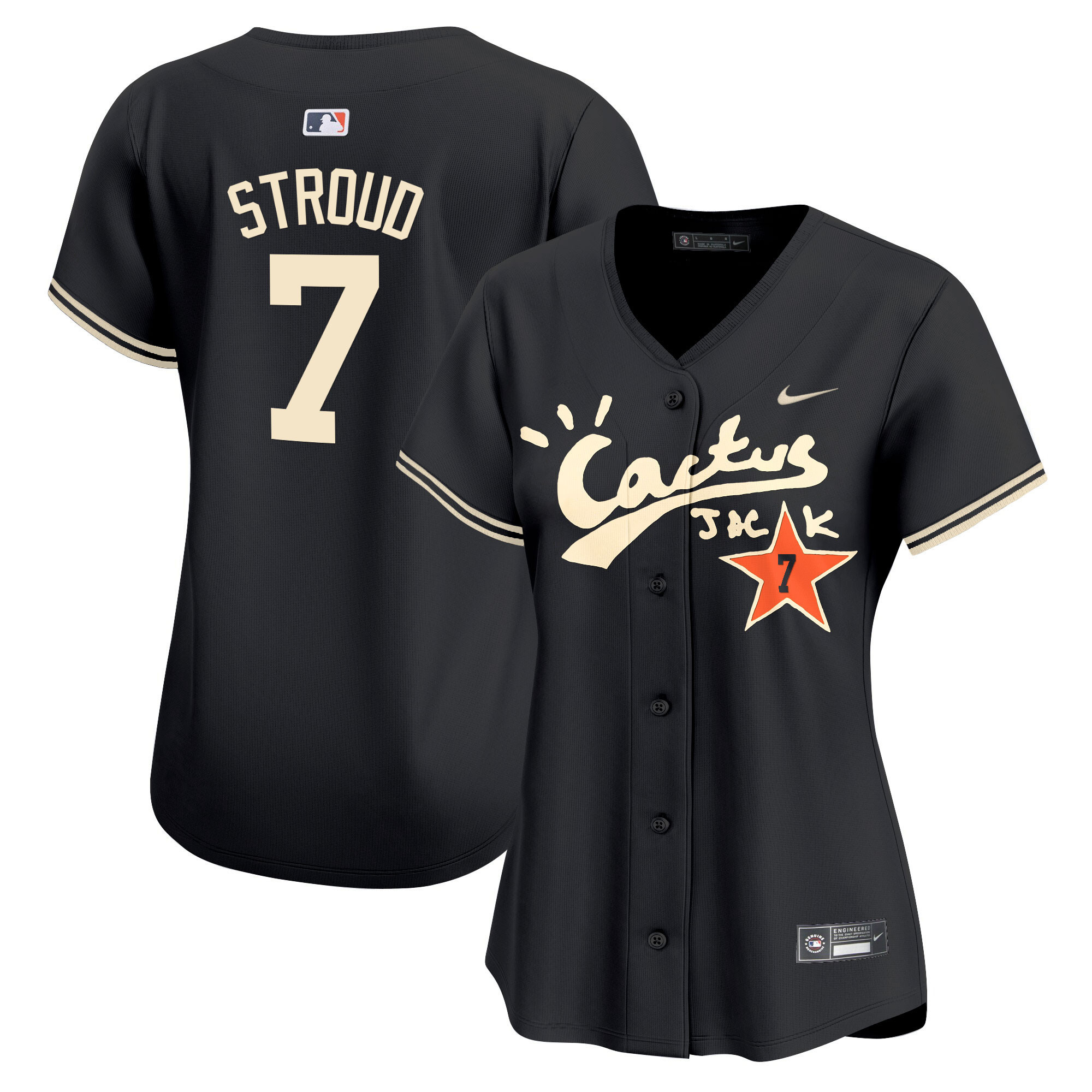 CJ Stroud Women's Houston Astros Cactus Jack Vapor Premier Limited V2 Black Jersey - All Stitched