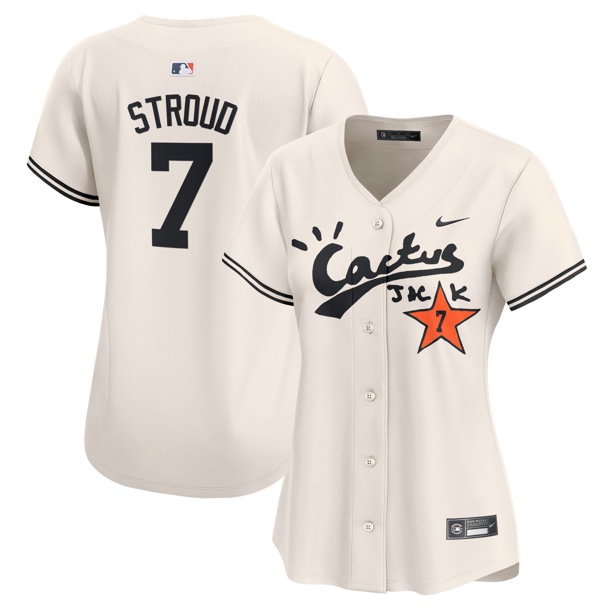 CJ Stroud Women's Houston Astros Cactus Jack Vapor Premier Limited V2 Cream Jersey - All Stitched