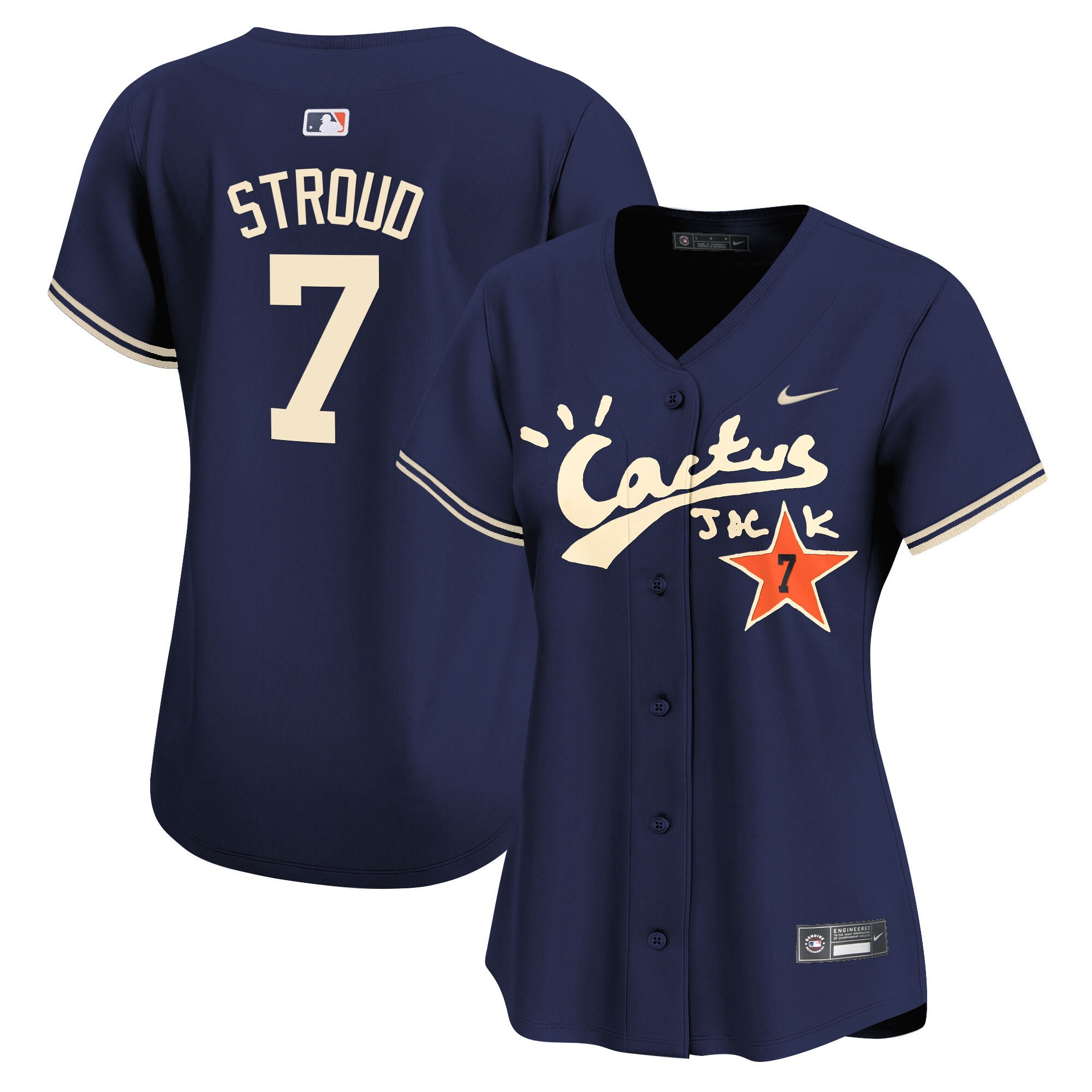 CJ Stroud Women's Houston Astros Cactus Jack Vapor Premier Limited V2 Navy Jersey - All Stitched