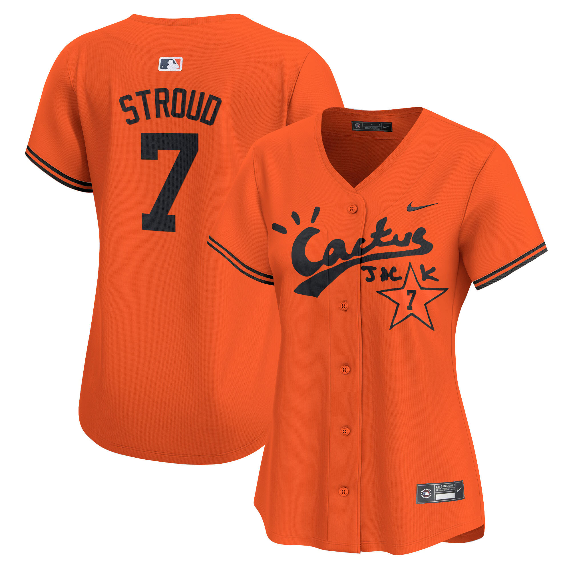 CJ Stroud Women's Houston Astros Cactus Jack Vapor Premier Limited V2 Orange Jersey - All Stitched