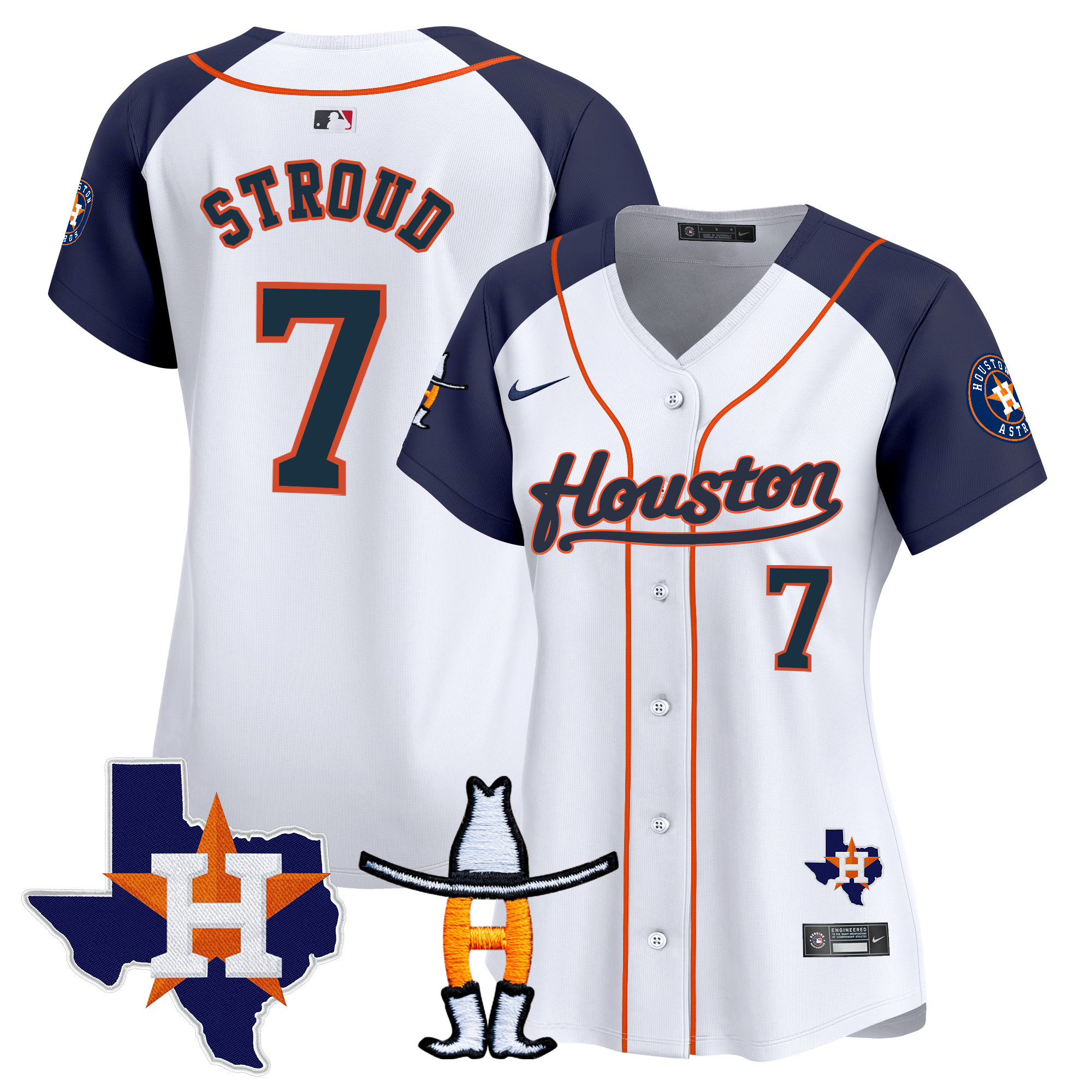 CJ Stroud Women's Houston Astros Houston Rodeo Patch Vapor Premier Limited Alternate Jersey - All Stitched