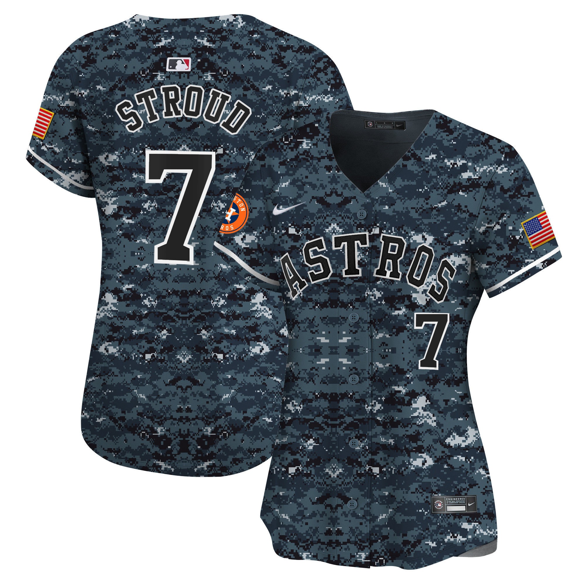 CJ Stroud Women's Houston Astros USMC Alternate Vapor Premier Limited Navy Jersey - All Stitched