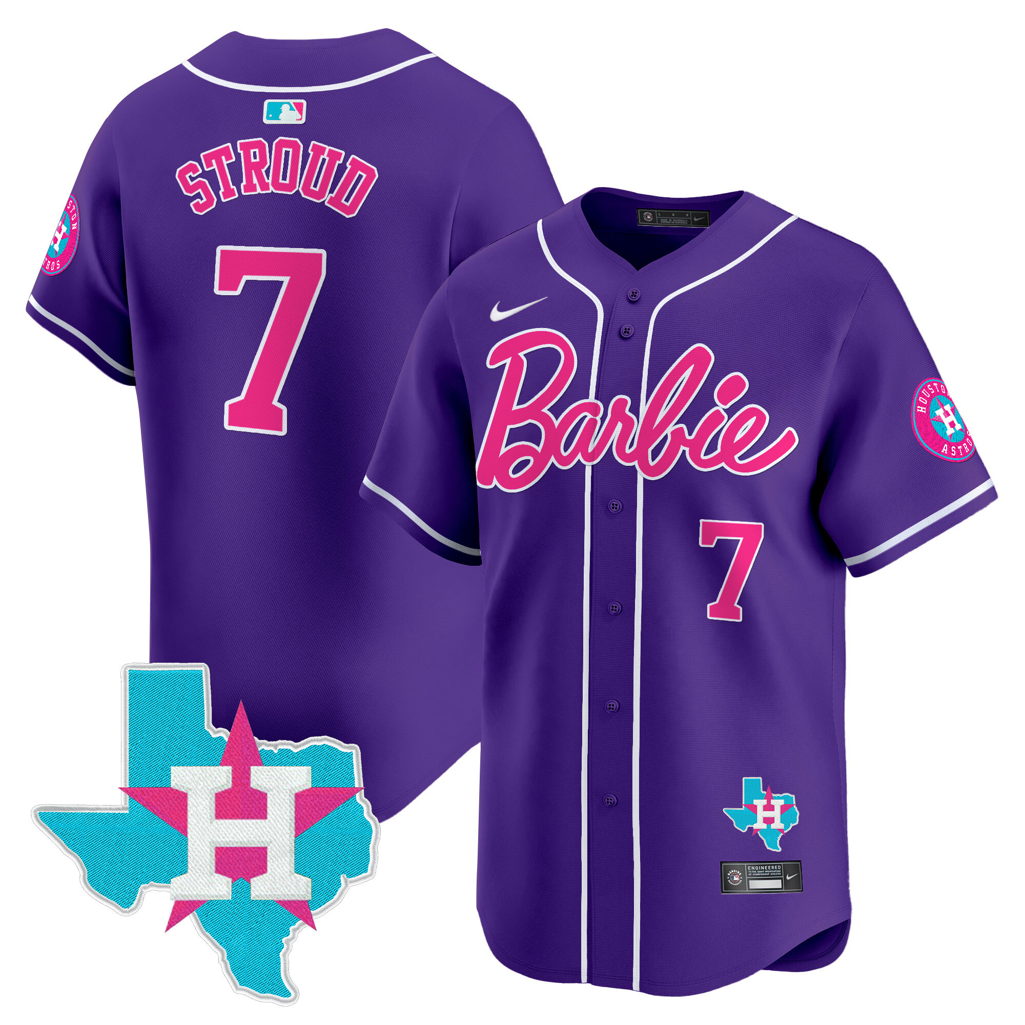 CJ StroudUnisex Houston Astros Barbie Vapor Premier Limited Purple Jersey - All Stitched