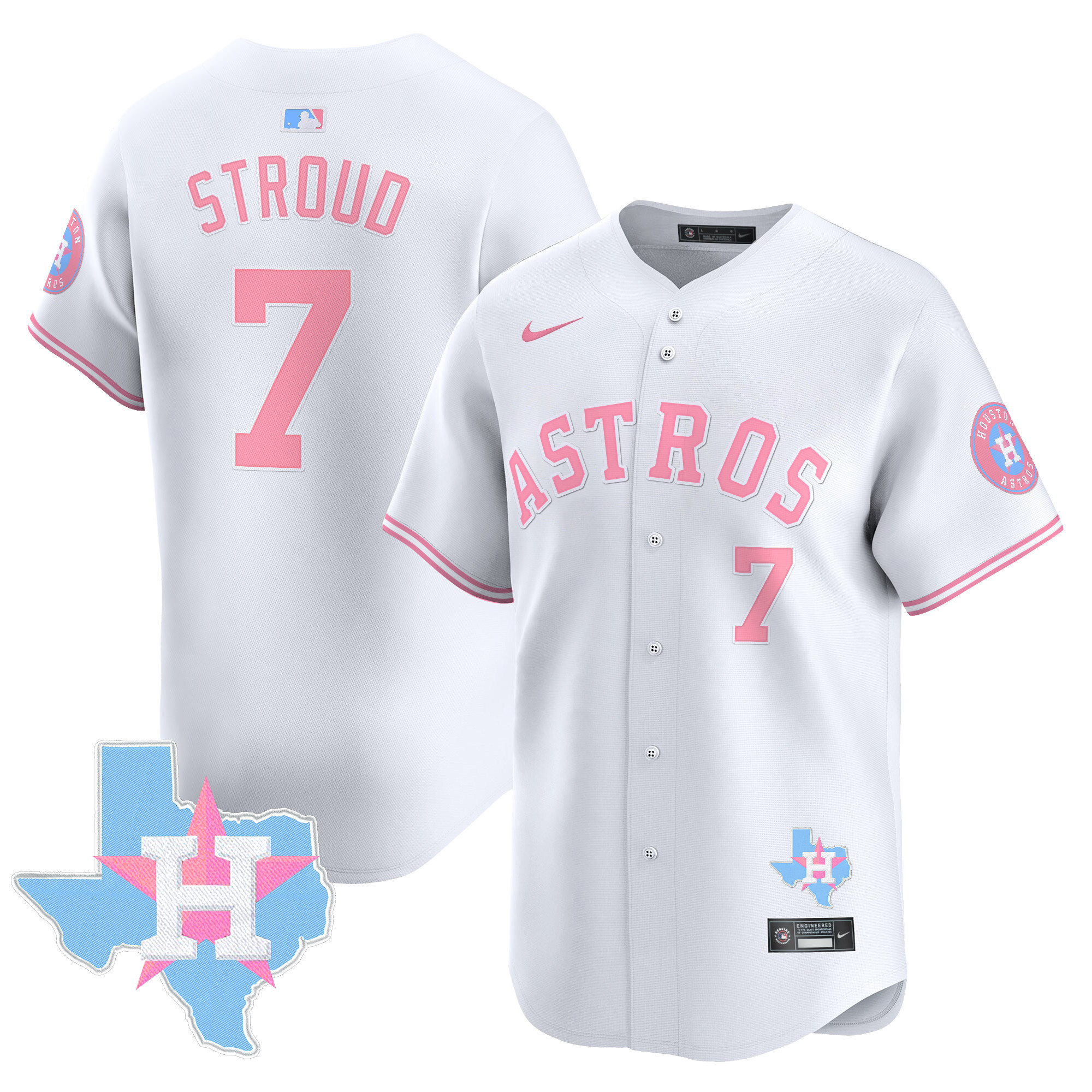 CJ StroudUnisex Houston Astros Bubblegum Pink Vapor Premier Limited White Jersey - All Stitched