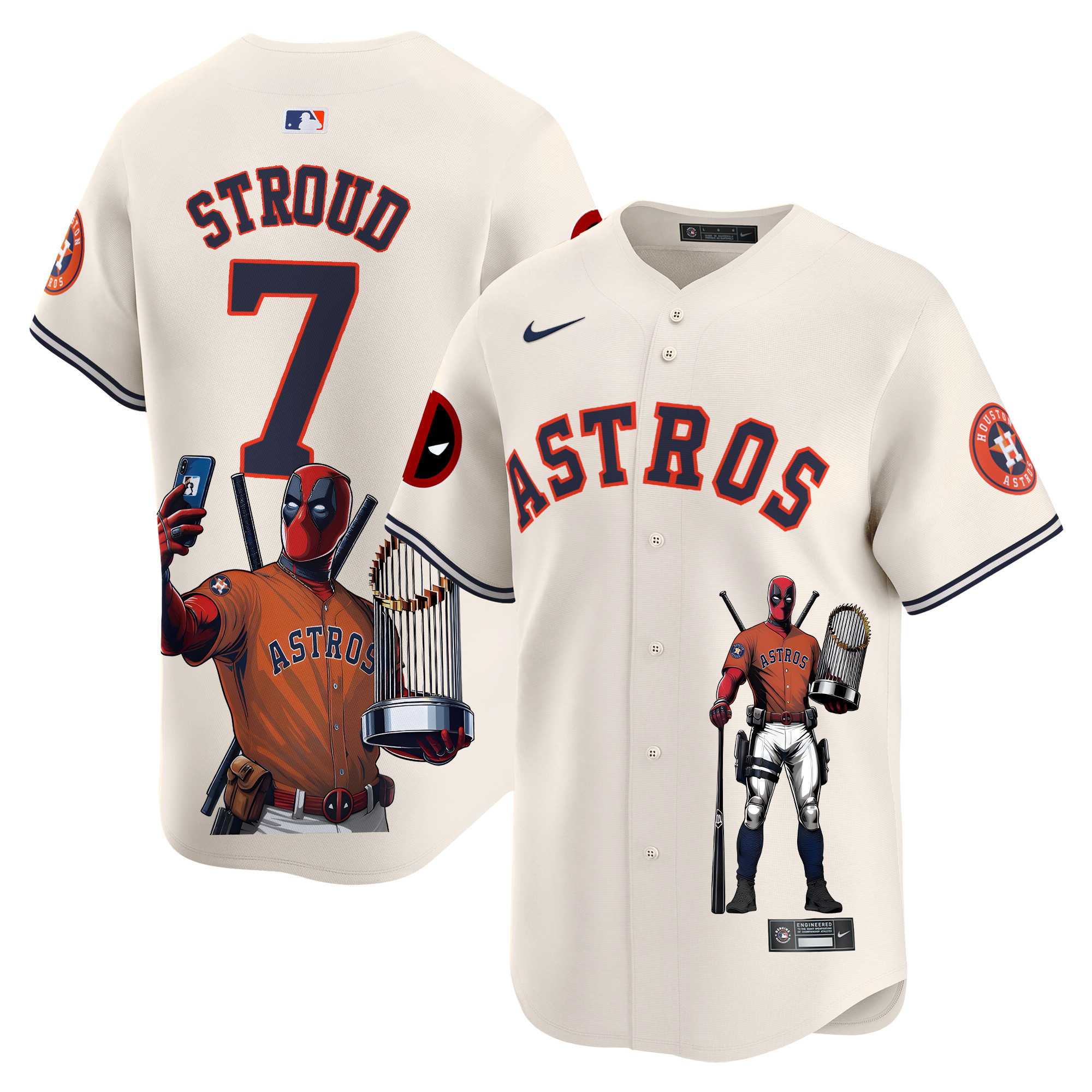 CJ StroudUnisex Houston Astros Deadpool Vapor Premier Limited Cream Jersey - Printed