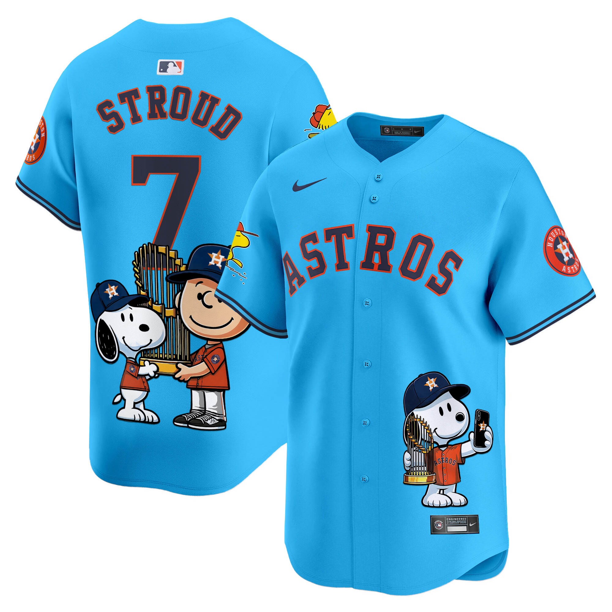 CJ StroudUnisex Houston Astros Peanut Snoopy Vapor Premier Limited Light Blue Jersey - Printed