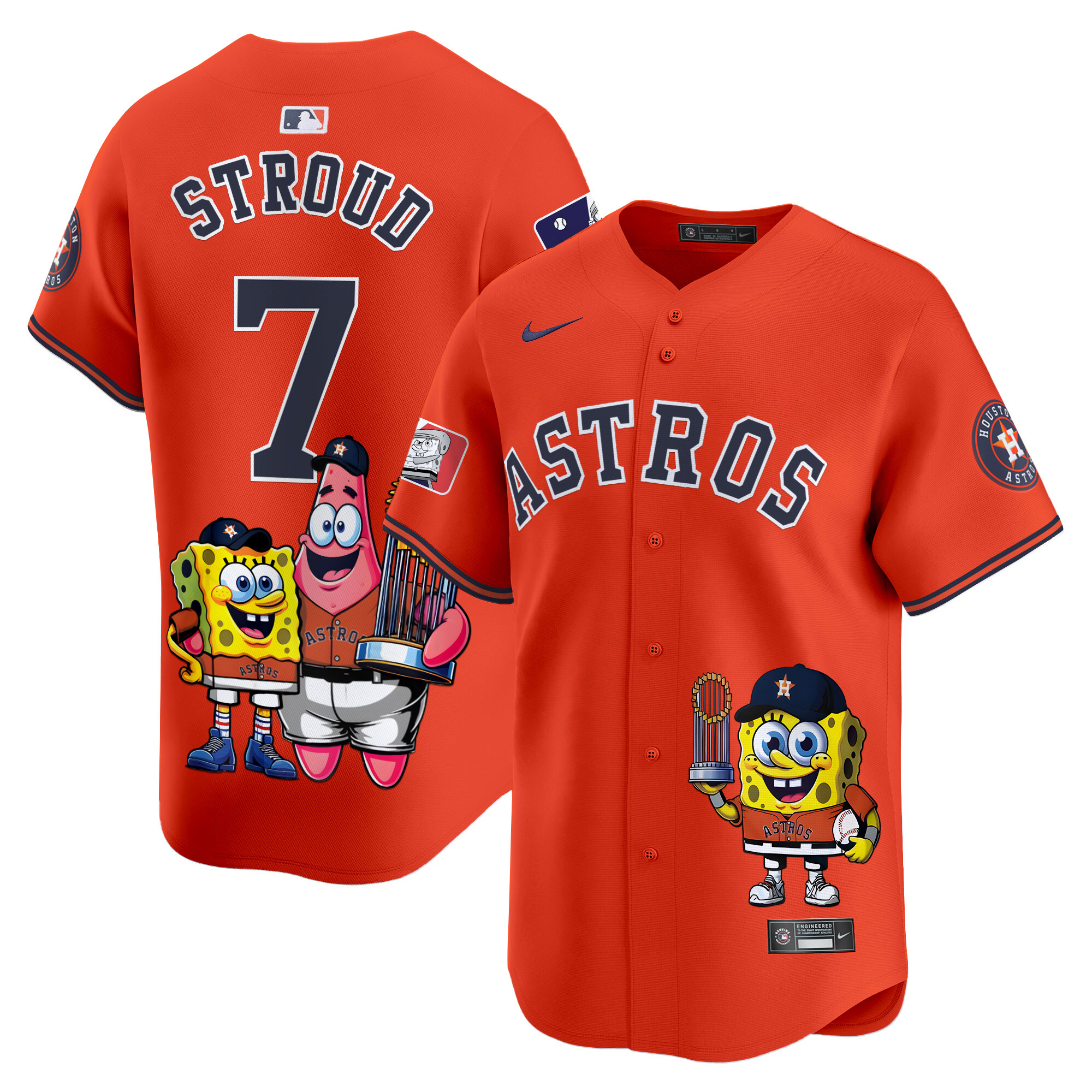 CJ StroudUnisex Houston Astros SpongeBob SquarePants Vapor Premier Limited Orange Jersey - Printed