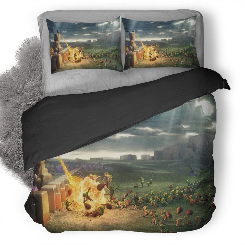 Clash Of Clans Wiz Attacking Goblins 3D Customized Duvet Cover Bedding Set