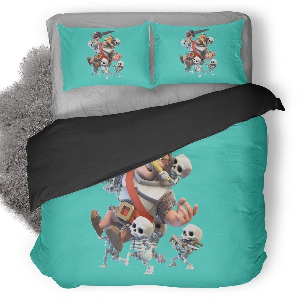 Clash Royale Knight And Skelton Wide 3D Customized Duvet Cover Bedding Set