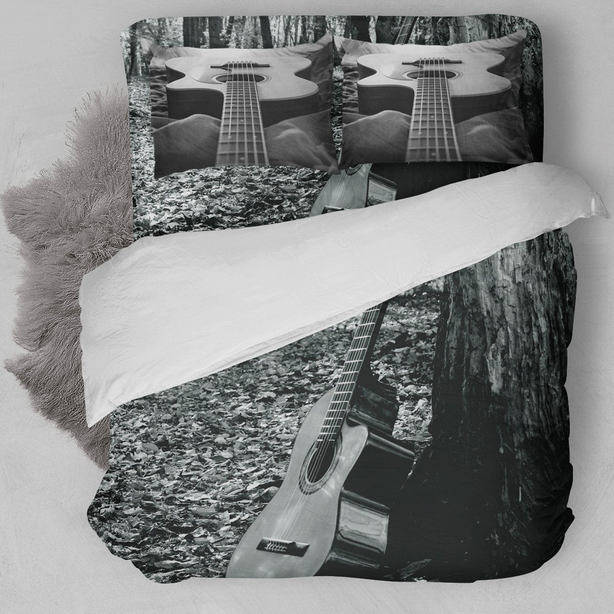 Classic Guitar Black And White Duvet Cover Bedding Set