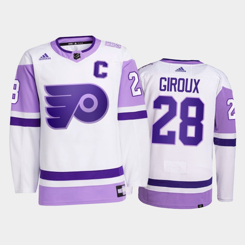 Claude Giroux #28 Philadelphia Flyers 2021 FightsCancer White Primegreen Jersey