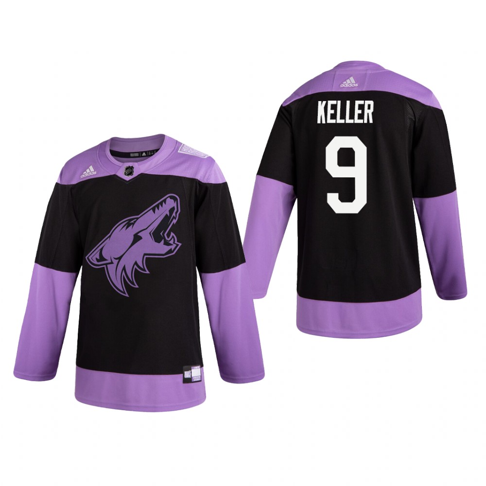 Clayton Keller #9 Arizona Coyotes 2019  Fights Cancer Black Practice Jersey