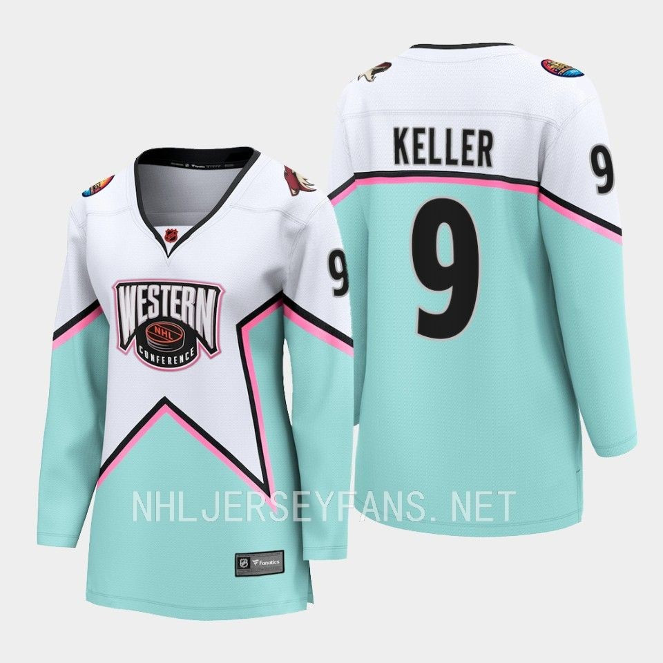 Clayton Keller 9 Arizona Coyotes 2023 All-Star Game Stitched Jersey White Equipment