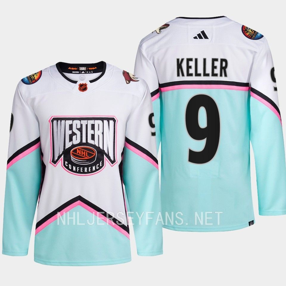 Clayton Keller 9 Arizona Coyotes 2023 All-Star Game Stitched Jersey White Equipment Clayton Keller 9 Arizona Coyotes 2023 All-Star Game Stitched Jersey White Equipment