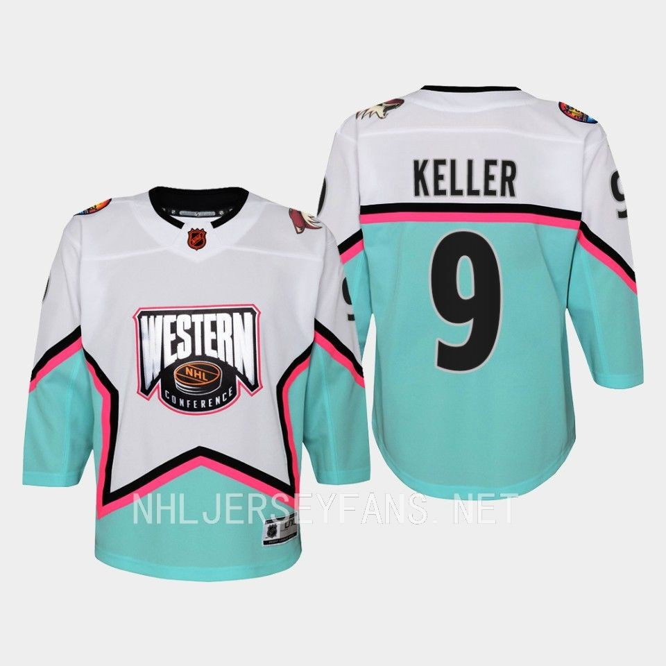 Clayton Keller 9 Arizona Coyotes 2023 All-Star Game Stitched Jersey White Equipment