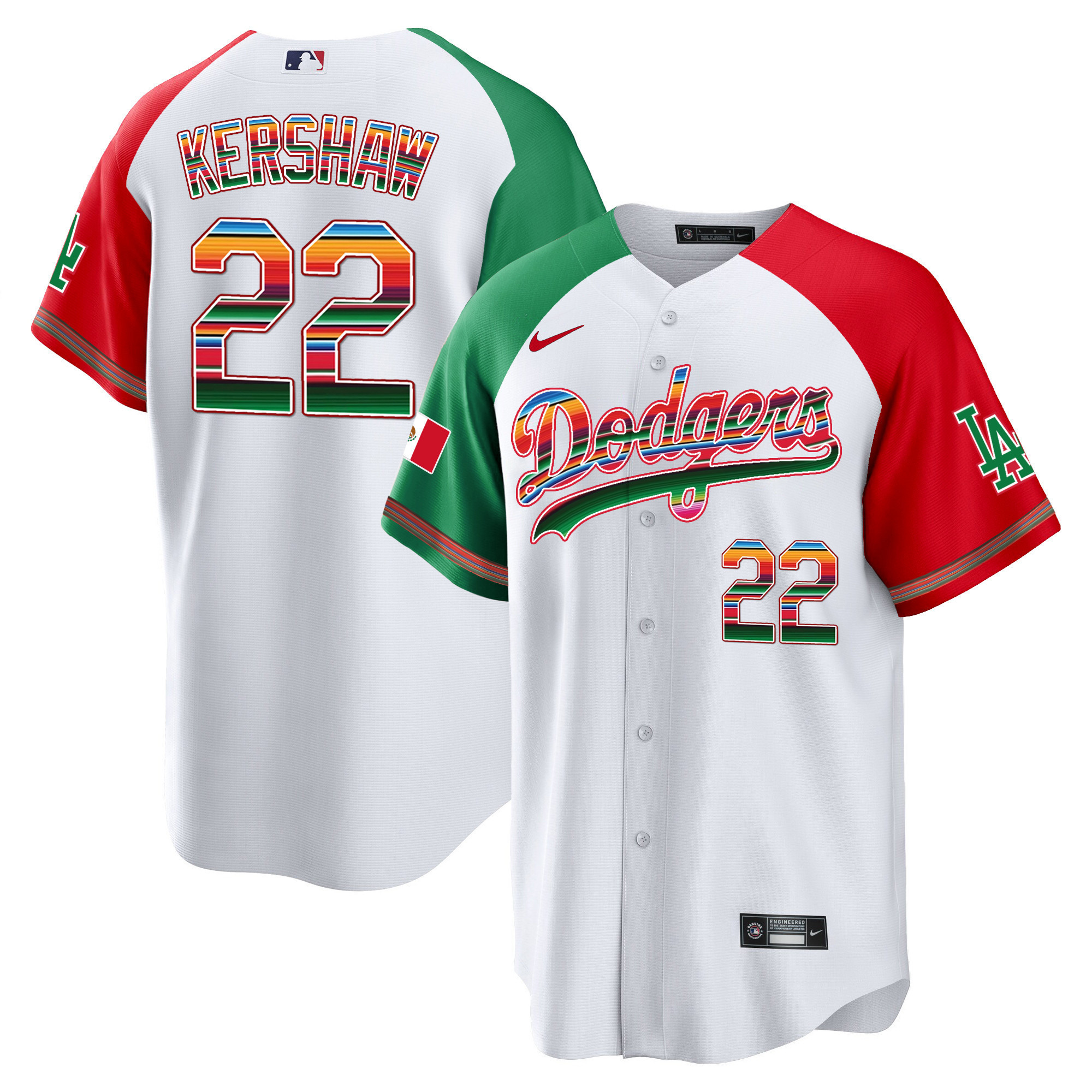Clayton Kershaw Los Angeles Dodgers Mexico Cool Base Limited Alternate Jersey - All Stitched