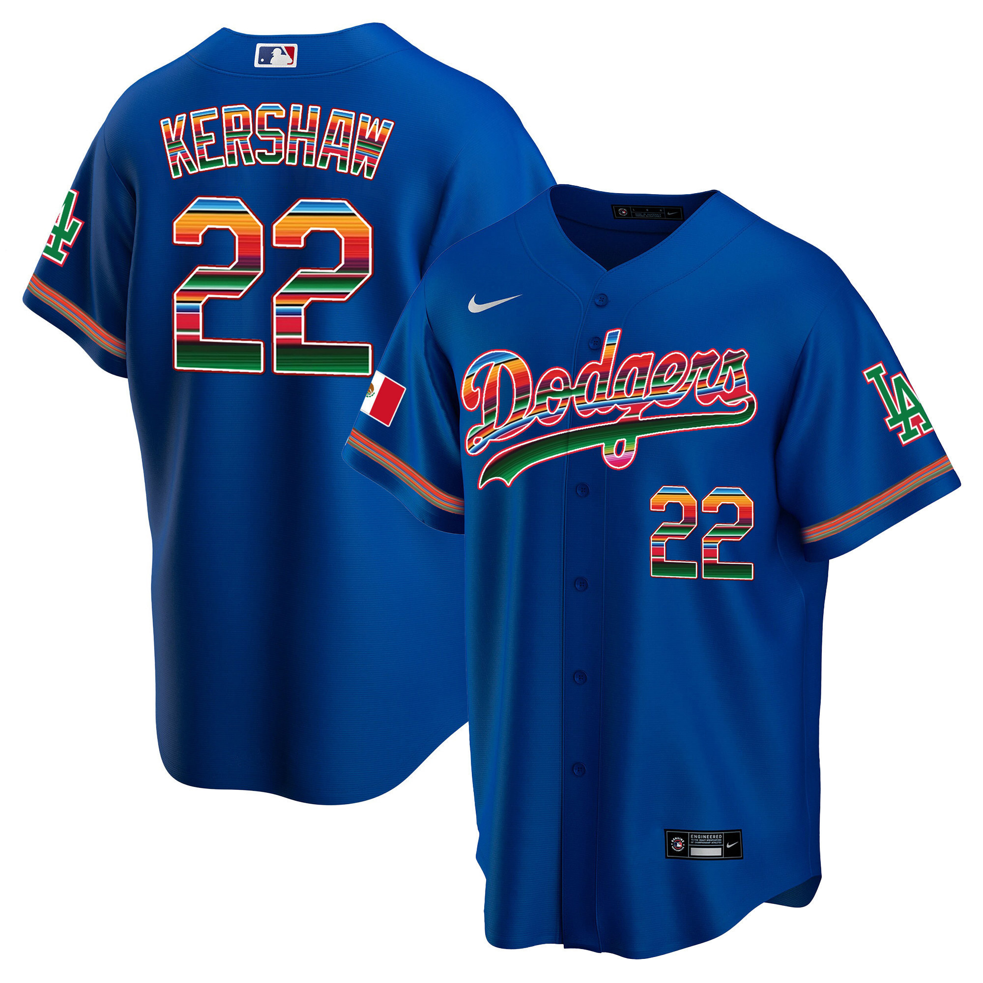 Clayton Kershaw Los Angeles Dodgers Mexico Cool Base Limited Royal Jersey - All Stitched