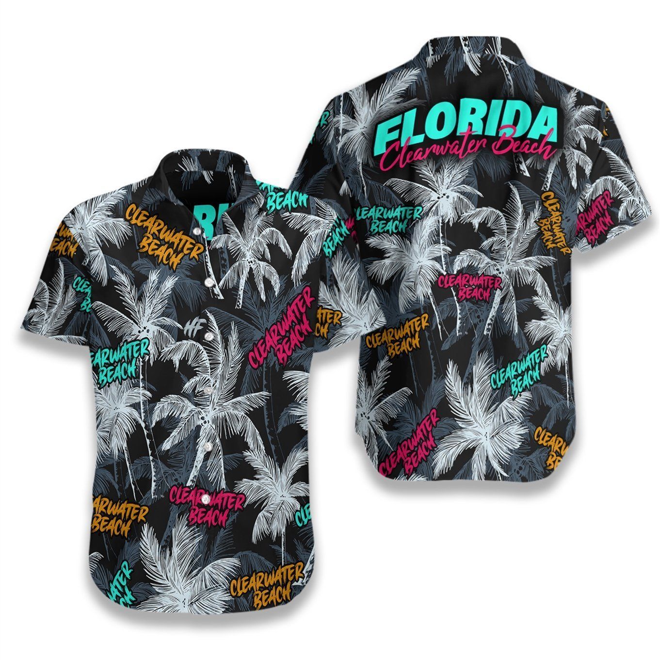 Clearwater Beach Coconut Tree Seamless Ez02 0307 Hawaiian Aloha Shirt Hawaiian Beach