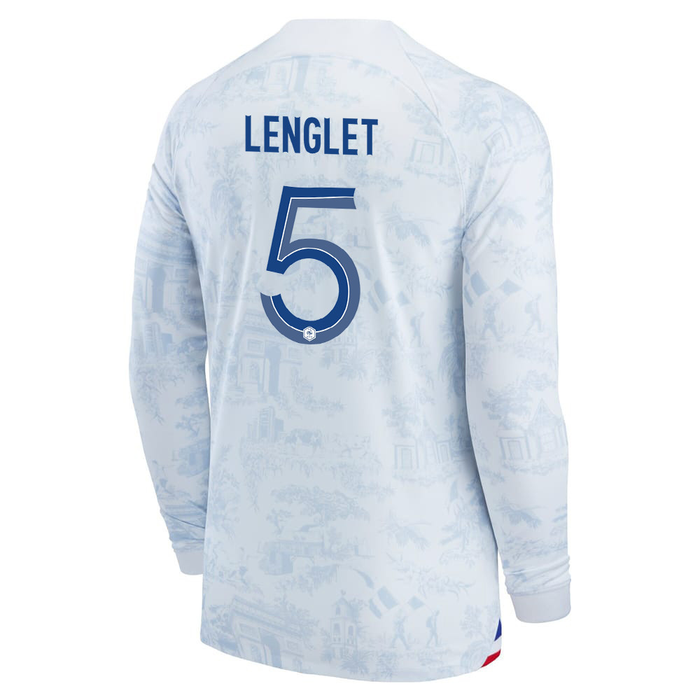 Clement Lenglet 5 France National Team FIFA World Cup Qatar 2022 Patch – Men Away Long Sleeve Soccer Jersey