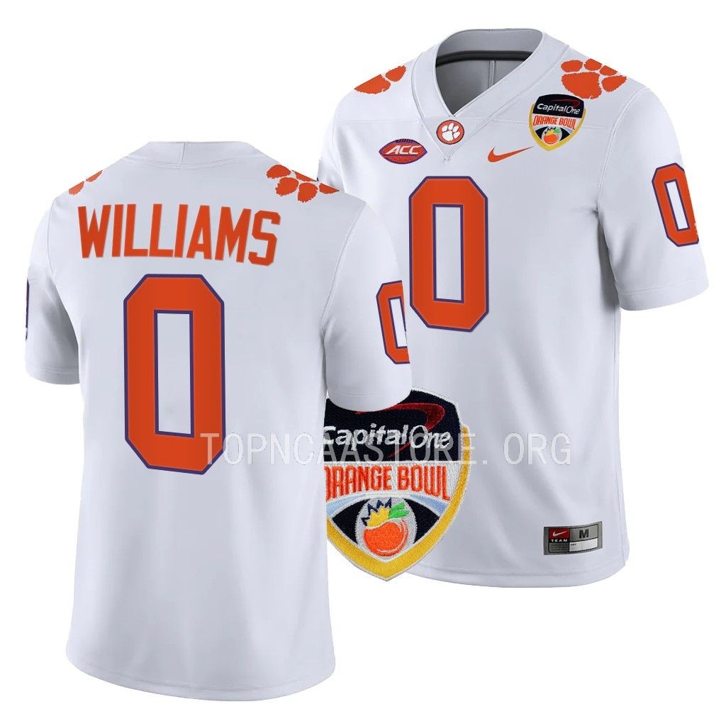 Clemson Tigers 2022 Orange Bowl Antonio Williams #0 White Men's College Jersey