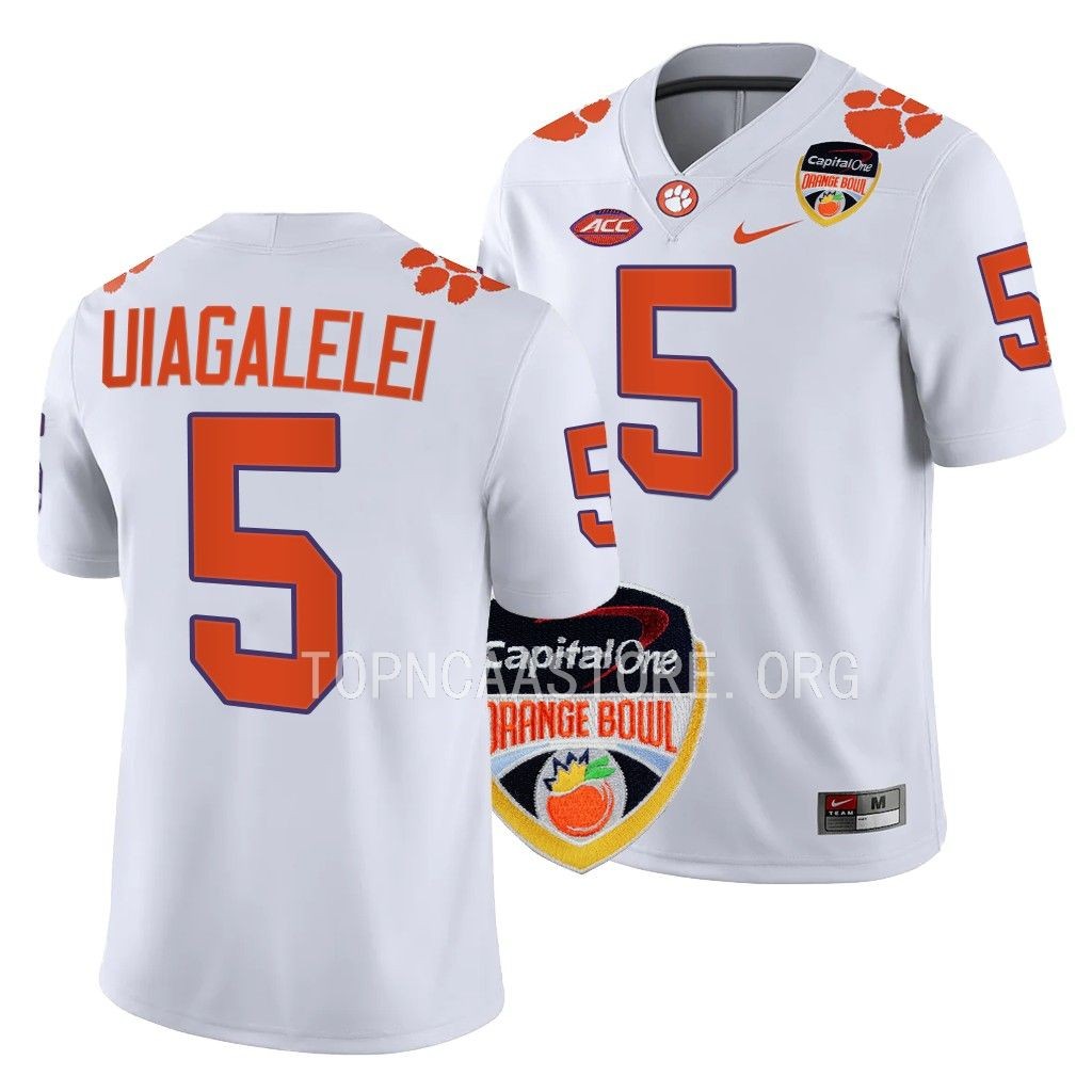 Clemson Tigers 2022 Orange Bowl DJ Uiagalelei #5 White Men's College Jersey