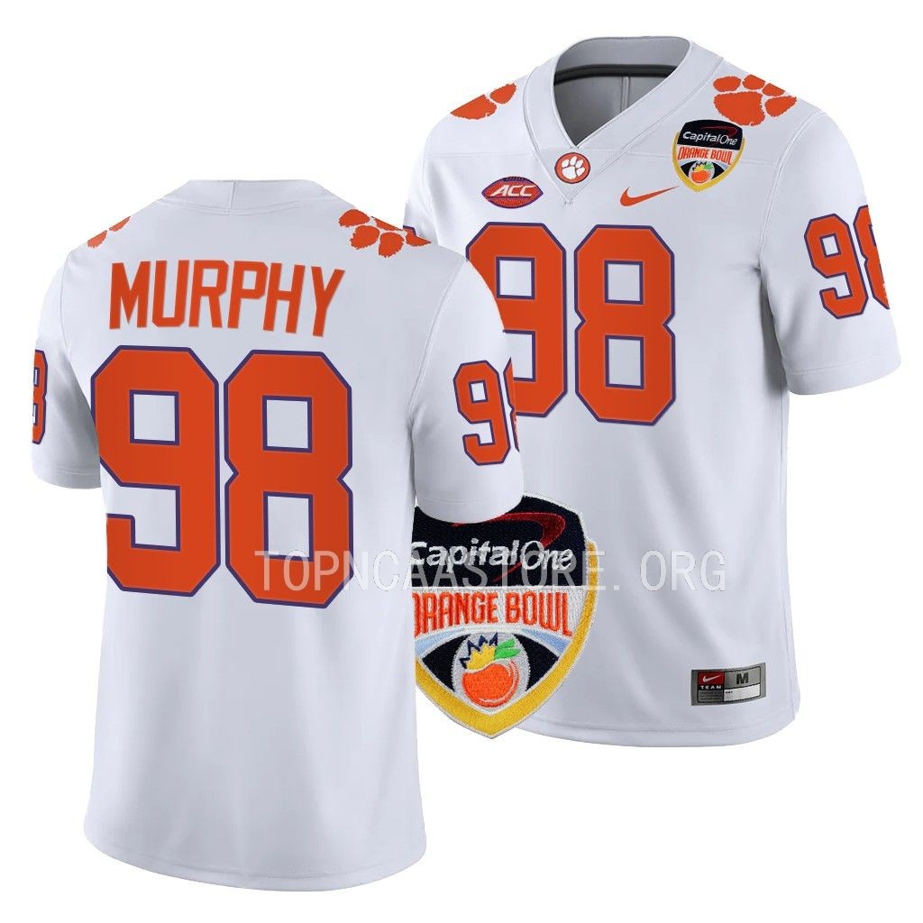 Clemson Tigers 2022 Orange Bowl Myles Murphy #98 White Men's College Jersey