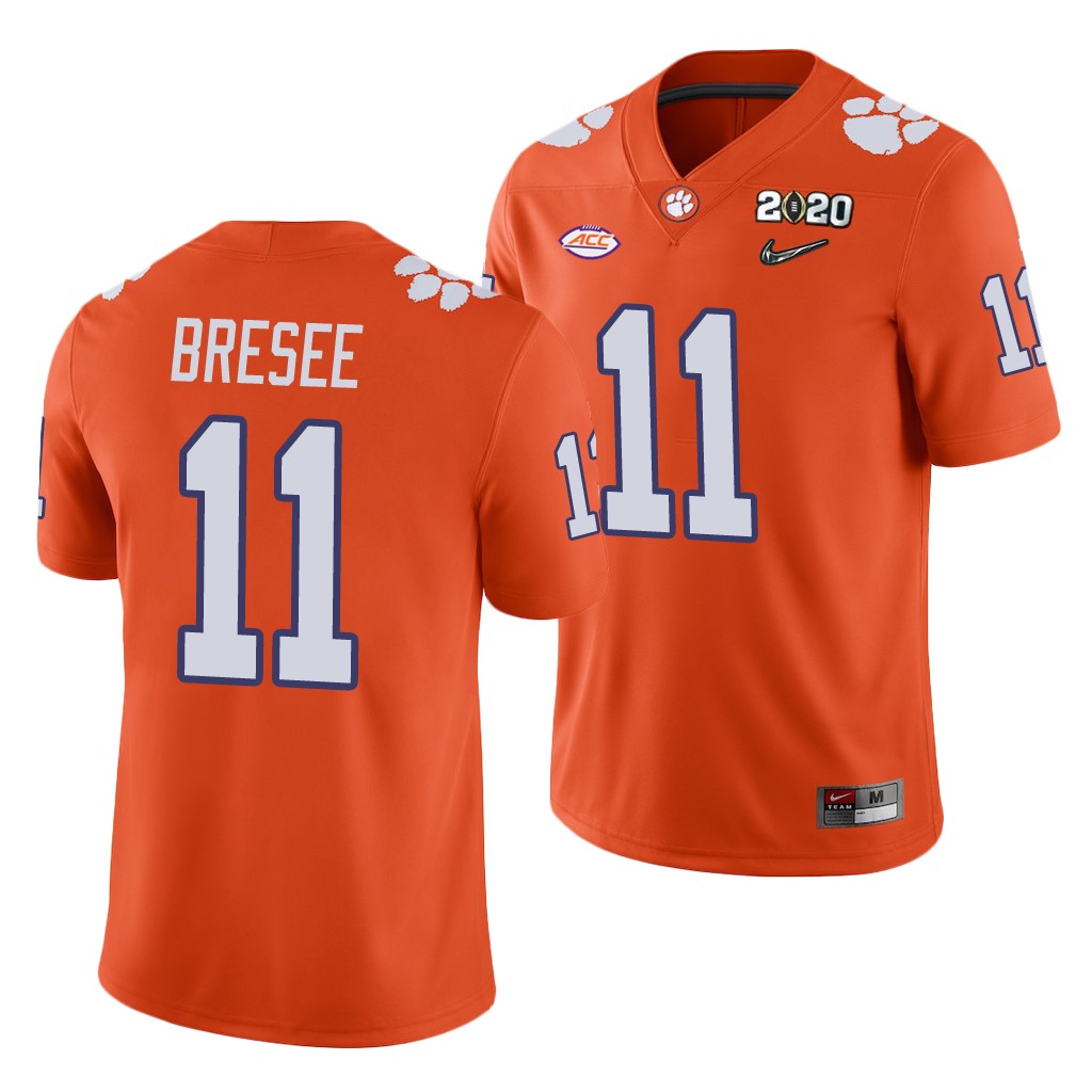 Clemson Tigers Bryan Bresee Orange 2020 College Men's Playoff Game Jersey