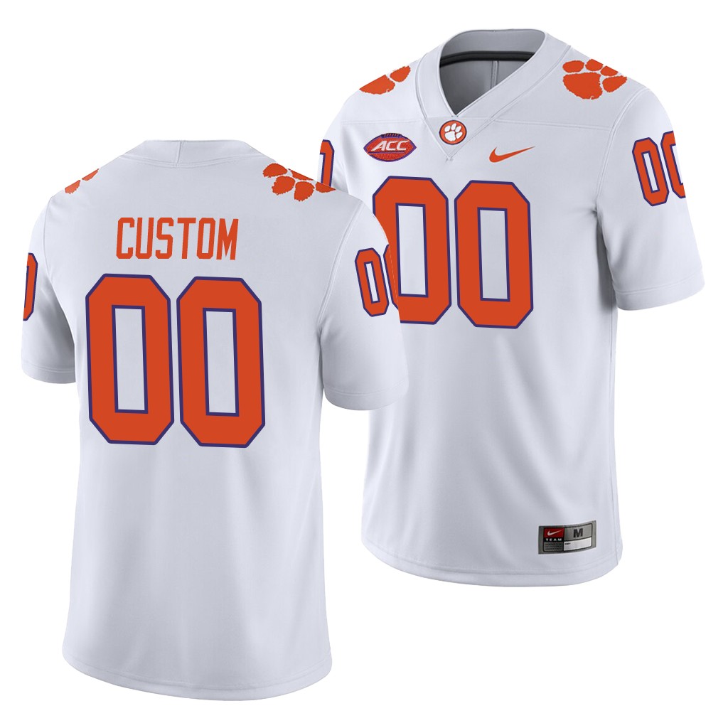 Clemson Tigers Custom White College Men's Away Game Jersey