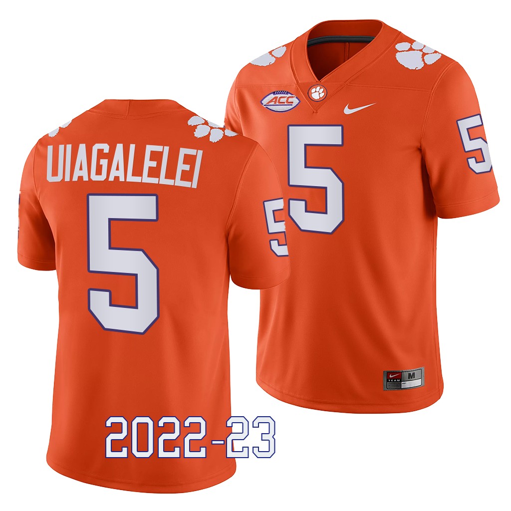 Clemson Tigers DJ Uiagalelei Jersey 2022-23 Game Orange #5 College Men's Shirt